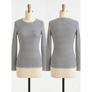 J.Crew Ribbed Texture Striped Long Sleeve Top XS Breton Nautical Classic
